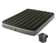 Надувной матрас Prestige Downy Airbed Fiber-Tech 137х191х25 см, с насосом на батарейках (Intex 64778)