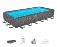 Каркасный бассейн Bestway APX 365, 732х366х132 см + песочный фильтр-насос 6056 л/ч, тент, лестница, наполнитель Polysphere (561KG BW)