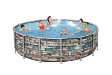 Каркасный бассейн Bestway 488х122 см + фильтр-насос 5678 л/ч, тент, лестница (56966 BW)