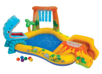 Игровой центр 249х191х109 см "Динозавр" с горкой, распылителем и шарами, 272 л, от 3 лет (Intex 57444)