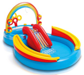 Игровой центр 297х193х135 см "Радуга" с горкой, распылителем и шарами, 381 л, от 3 лет (Intex 57453)