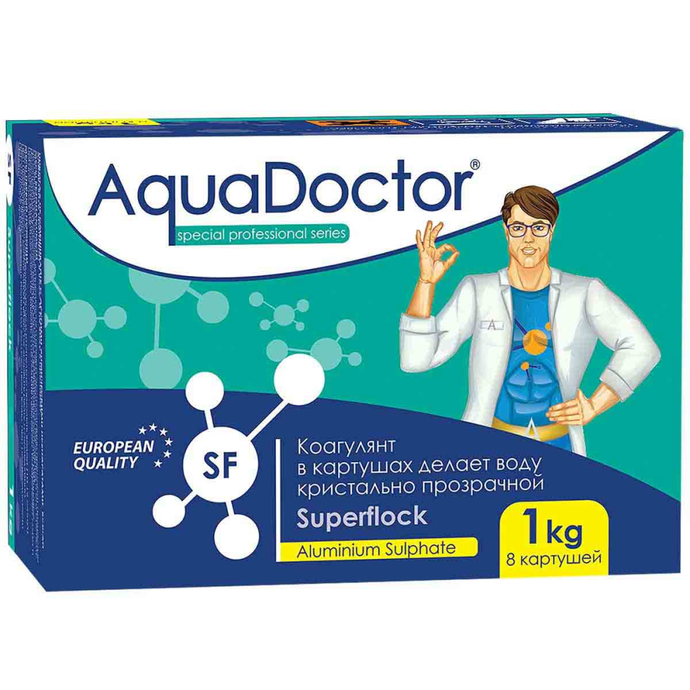 AquaDoctor Superflock, 1 кг, коагулирующее средство в картушах (2499) |  24intex.ru