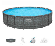 Каркасный бассейн Bestway APX 365, 610х132 см + песочный фильтр-насос 8327 л/ч, тент, лестница, наполнитель Polysphere (561KE BW)