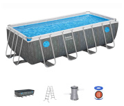 Каркасный прямоугольный бассейн Bestway 488х244х122 см + фильтр-насос 3028 л/ч, тент, лестница (561MB BW)