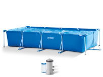 Каркасный бассейн Intex Rectangular Frame 450х220х84 см + фильтр-насос 2006 л/ч (28274)