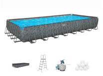 Каркасный бассейн Bestway APX 365, 956х488х132 см + песочный фильтр-насос 8327 л/ч, тент, лестница, наполнитель Polysphere (561KJ BW)