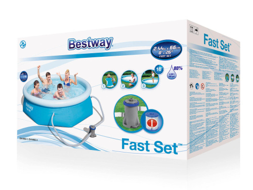 Бассейн надувной Bestway Fast Set Pools 244х66 см + фильтр-насос 1249 л/ч (57268/57100 BW)