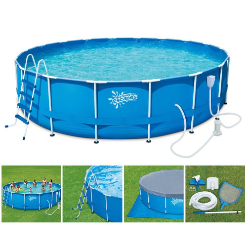 Каркасный бассейн Polygroup Summer Escapes 549х122 см + ф/насос 5700 л/ч, лестница, настил, тент, набор д/чистки, скиммер (P20-1848-B)