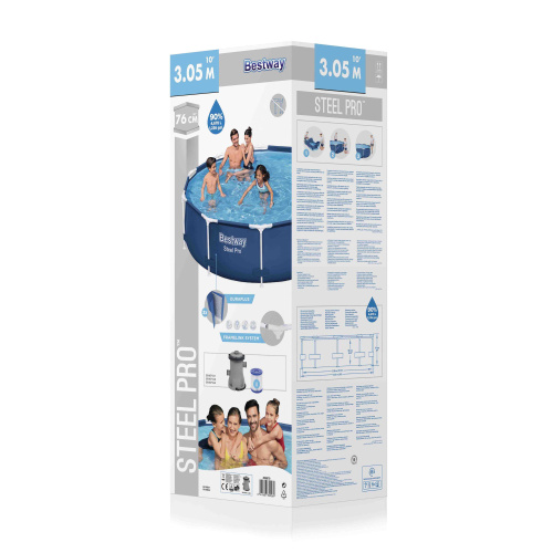 Каркасный бассейн Bestway Steel Pro 305х76 см + фильтр-насос 1249 л/ч (56679 BW)