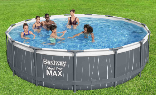 Каркасный бассейн Bestway 457х107 см со светодиодной подсветкой + фильтр-насос 3028 л/ч, лестница, пульт, тент (561GD BW)