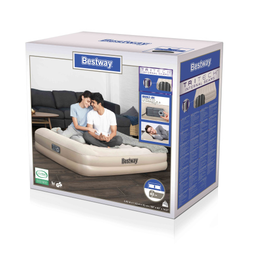 Надувная кровать Tritech 152х203х42 см с подголовником, встроенный насос 220V (Bestway 67696 BW) Надувная кровать Tritech 152х203х42 см с подголовником, встроенный насос 220V (Bestway 67696 BW)