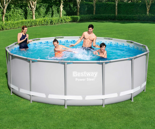 Каркасный бассейн Bestway 427х122 см + фильтр-насос 3028 л/ч, тент, лестница (56444 BW)