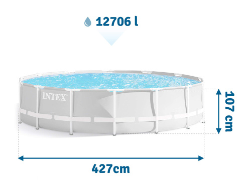 Каркасный бассейн Intex Prism Frame 427x107 см + фильтр-насос 3785 л/ч, лестница, тент, подстилка (26720)