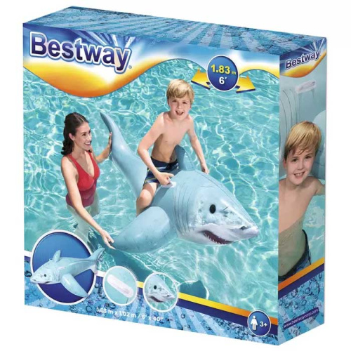 Надувная игрушка-наездник 183x102 см "Реалистичная акула", от 3 лет (Bestway 41405 BW)
