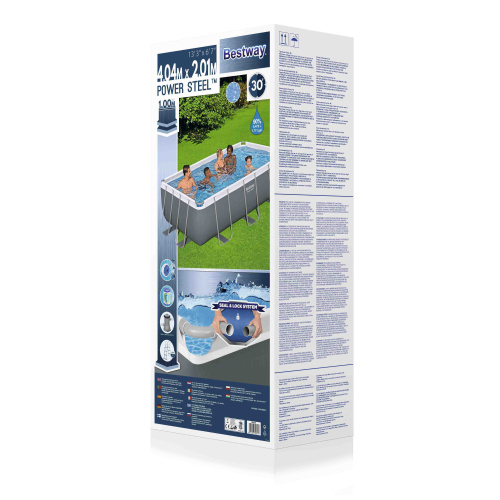 Каркасный прямоугольный бассейн Bestway 404х201х100 см + лестница, фильтр-насос 2006 л/ч (56441 BW)