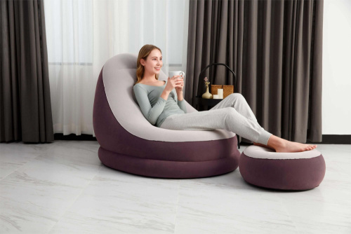 Кресло надувное Comfort Cruiser Lounger 121х100х86 см, с пуфиком для ног 54х54х26 см (Bestway 75053 BW)