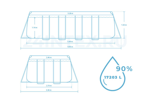 Каркасный бассейн Intex Ultra Frame 549х274х132 см + песочный ф/насос 4,5 м3/ч, лестница, тент, подстилка (26356)