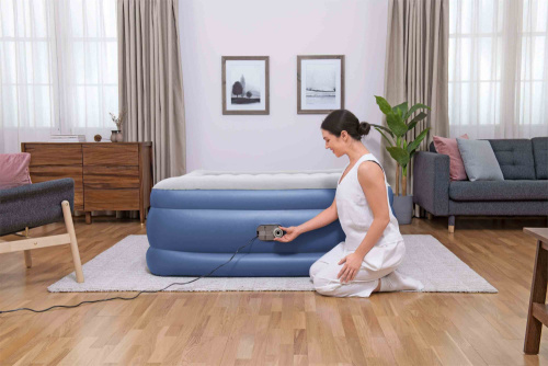 Надувная кровать Tritech 203x152x56 см, с подголовником, встроенный насос 220V (Bestway 67614 BW)