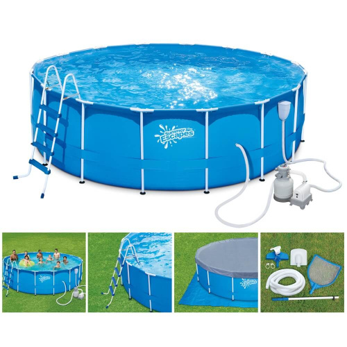 Каркасный бассейн Polygroup Summer Escapes 457х122 см + песочный ф/насос 4100 л/ч, лестница, настил, тент, набор д/чистки, скиммер (P20-1548-S)