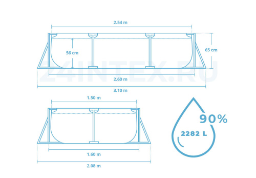 Каркасный бассейн Intex Rectangular Frame 260х160х65 см (28271)