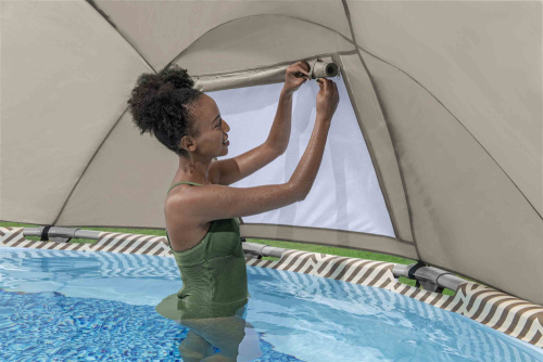 Каркасный бассейн Bestway Steel Pro MAX 396х107 см + фильтр-насос 2006 л/ч, лестница, тент, навес от солнца (561FY BW)