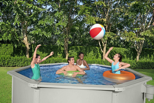 Стальной бассейн Bestway Hydrium Pool Set 360х120 см + песочный ф/насос 3028 л/ч, лестница, тент, подстилка (56574 BW)