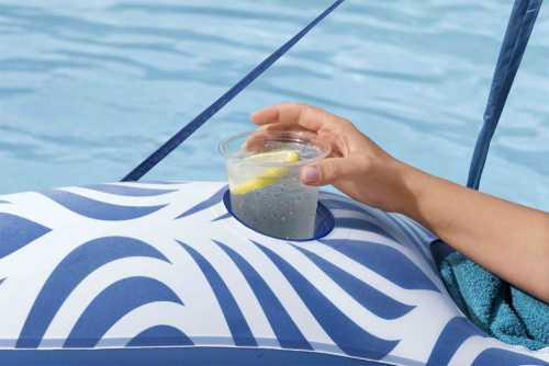 Надувной шезлонг для плавания 198x112 см с навесом, сеткой и подстаканником (Bestway 43732 BW)