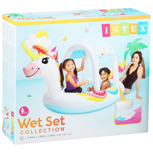 Детский надувной бассейн 254х132х109 см "Единорог" 130 л, от 2 лет (Intex 58435)
