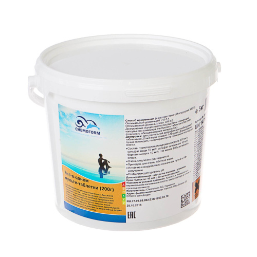 Мульти-таблетки медленнорастворимые по 200 г Chemoform "Всё-в-одном" для воды бассейна, 5 кг, Chemoform (0507005)