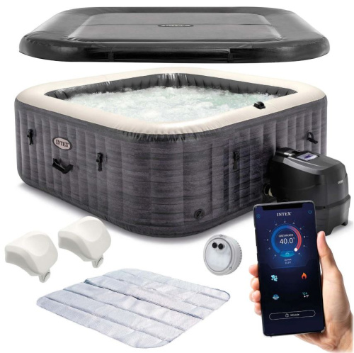 СПА-бассейн Intex PureSpa Greystone Deluxe 124/175х71 см с круговым пузырьковым массажем, хлоргенератор (28450)
