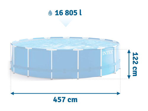 Каркасный бассейн Intex Metal Frame 457x122 см + фильтр-насос 3785 л/ч, лестница, тент, подстилка (28242)