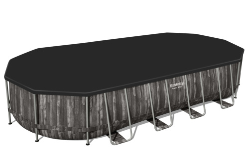 Каркасный овальный бассейн Bestway 732х366х122 см + фильтр-насос 9463 л/ч, лестница, тент (5611T BW)