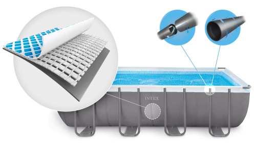 Каркасный бассейн Intex Ultra Frame 549х274х132 см + песочный ф/насос 4,5 м3/ч, лестница, тент, подстилка (26356)