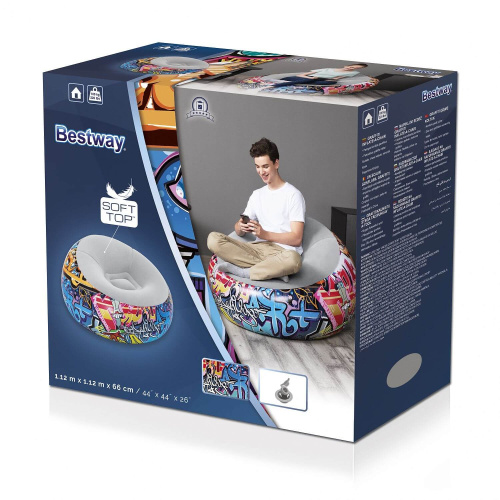 Надувное кресло Inflate-A-Chair Graffiti, 112x112x66 см (Bestway 75075 BW)