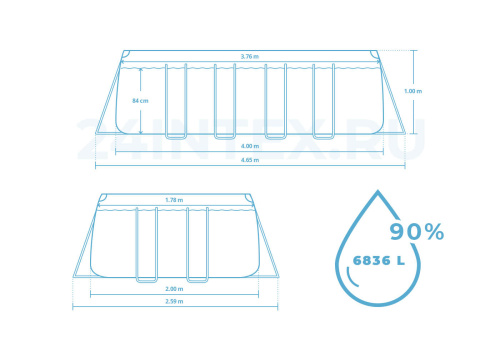 Каркасный бассейн Intex Prism Frame 400х200х100 см + фильтр-насос 2006 л/ч, лестница (26788)