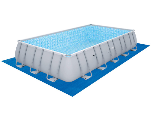 Каркасный прямоугольный бассейн Bestway 671х366х132 см + песочный ф/насос 5678 л/ч, тент, лестница, настил (56471/56278 BW)