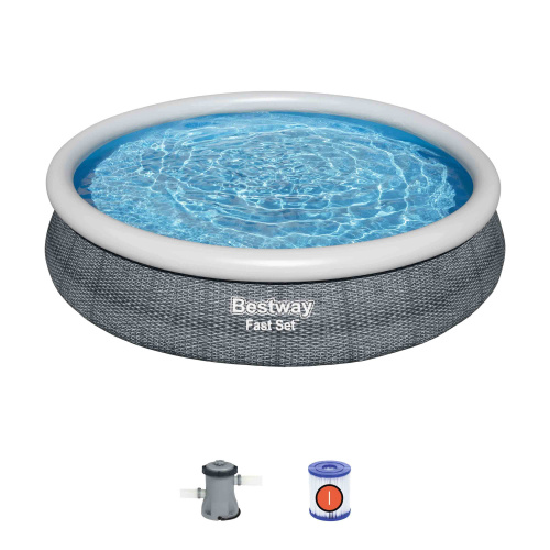 Бассейн надувной Bestway Fast Set Pools "Ротанг" 366х76 см + фильтр-насос 1249 л/ч (57445 BW)