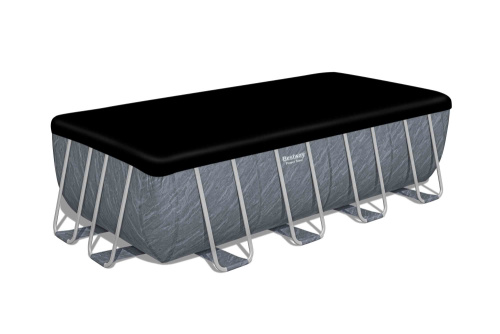 Каркасный прямоугольный бассейн Bestway "Мрамор" 488х244х122 см + фильтр-насос 3028 л/ч, тент, лестница (56996 BW)