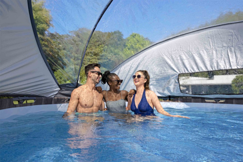 Каркасный бассейн Bestway 366х122 см + фильтр-насос 2006 л/ч, лестница, тент, навес (5619K BW)