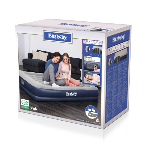 Надувная кровать Tritech 152х203х36 см с подголовником, встроенный насос 220V (Bestway 67725 BW) Надувная кровать Tritech 152х203х36 см с подголовником, встроенный насос 220V (Bestway 67725 BW)