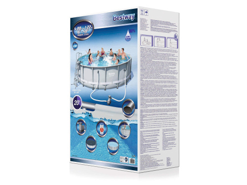 Каркасный бассейн Bestway 488х122 см + фильтр-насос 5678 л/ч, тент, лестница, подстилка (56451/56266 BW)