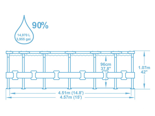 Каркасный бассейн Bestway 457х107 см + фильтр-насос 3028 л/ч, тент, лестница (56488 BW)