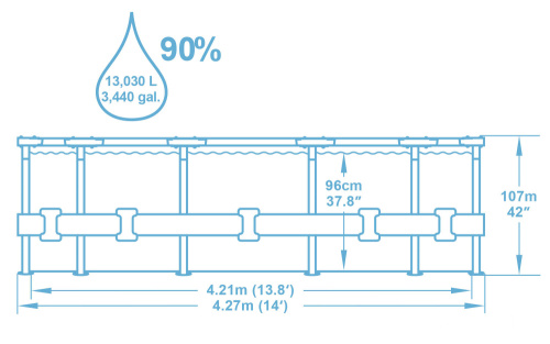 Каркасный бассейн Bestway 427х107 см + фильтр-насос 3028 л/ч, тент, лестница, подстилка (56641 BW)