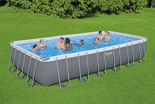 Каркасный прямоугольный бассейн Bestway 732х366х132 см + фильтр-насос 9463 л/ч, тент, лестница (56474 BW)