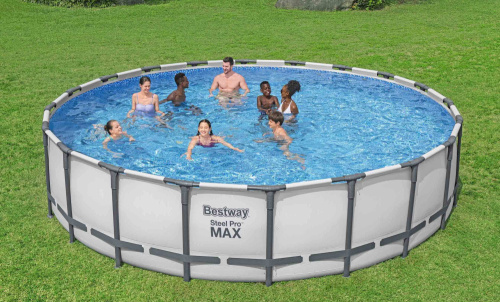 Каркасный бассейн Bestway Steel Pro MAX 610х132 см + фильтр-насос 9463 л/ч, лестница, тент (561FM BW)
