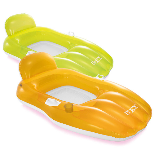 Надувной матрас-кресло для плавания 163х104 см с ручками и подстаканником, 2 цвета (Intex 56805)