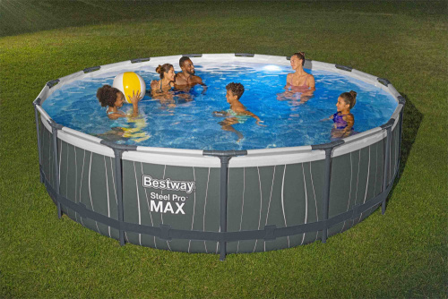 Каркасный бассейн Bestway 457х107 см со светодиодной подсветкой + фильтр-насос 3028 л/ч, лестница, пульт, тент (561GD BW)