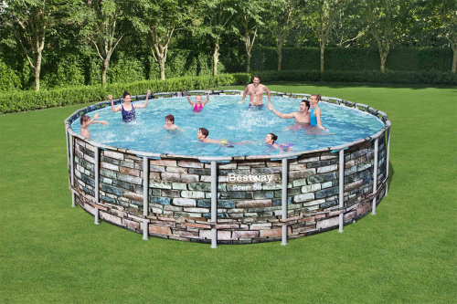 Каркасный бассейн Bestway 610х132 см + фильтр-насос 9463 л/ч, тент, лестница (56883 BW)