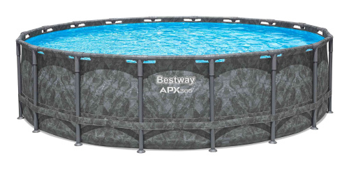 Каркасный бассейн Bestway APX 365, 549х132 см + песочный фильтр-насос 6056 л/ч, тент, лестница, наполнитель Polysphere (561KC BW)