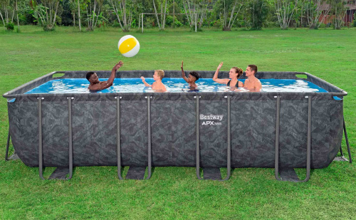 Каркасный бассейн Bestway APX 365, 549х274х132 см + песочный фильтр-насос 6056 л/ч, тент, лестница, наполнитель Polysphere (561KA BW)